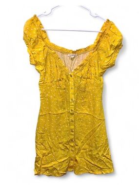 LA Hearts PacSun Yellow Polka Dot Mini Dress Medium